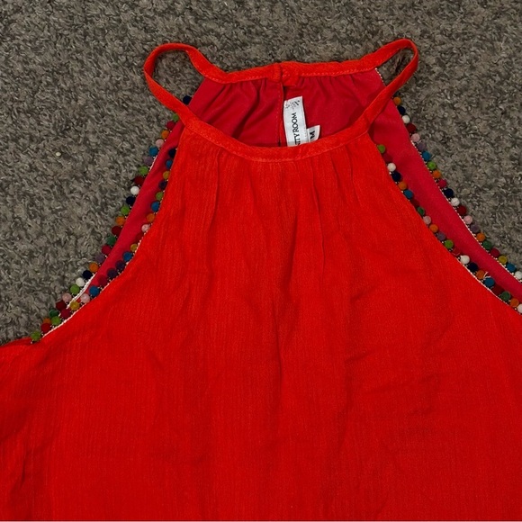 The Vanity Room Beaded & Pompom Trim Sleeveless Red Sz Medium - Picture 5 of 8